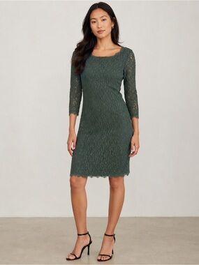 BABATON Women's Lace Sheath Dress in Forest Green size 6